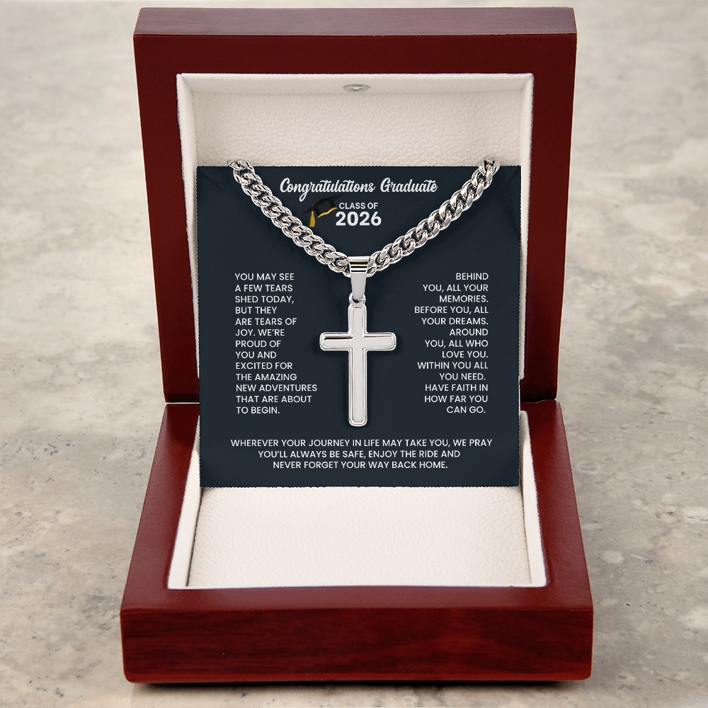 Class of 2026 Personalized Engraved Cross Necklace Gift