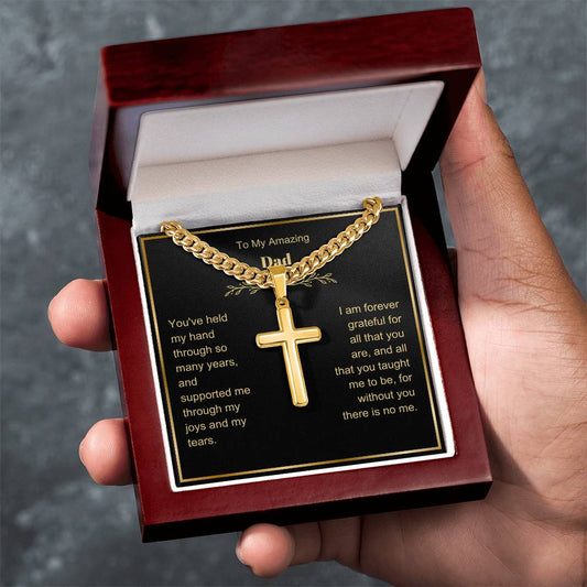 Personalized Dad Engraved  Cross Necklace
