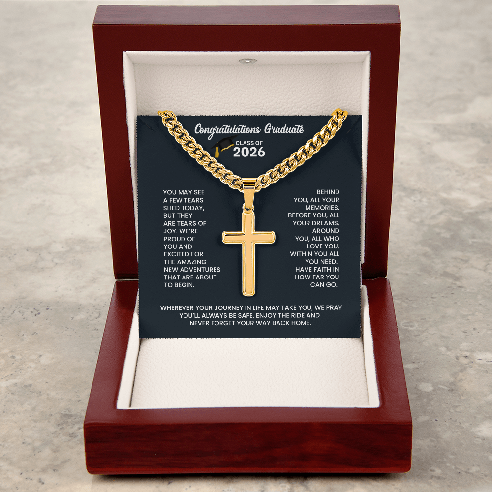 Class of 2026 Personalized Engraved Cross Necklace Gift