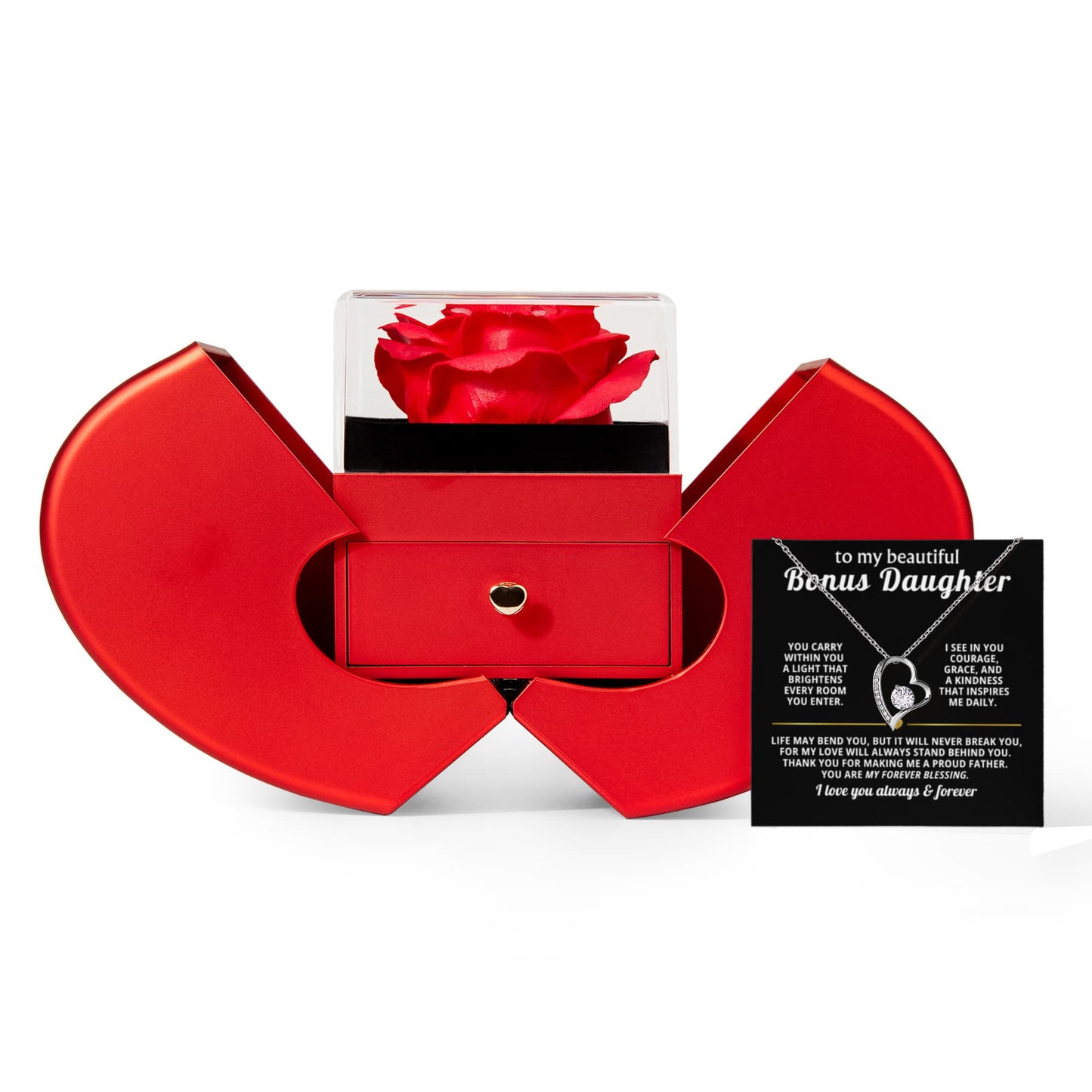 Bonus Daughter Heart Rose Box Gift Set for Stepdaughter