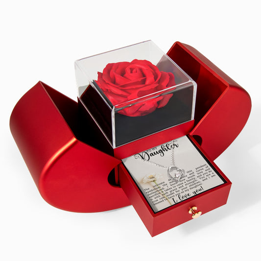 Daughter Motherhood Heart Necklace & Rose Gift Set