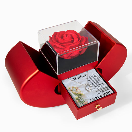 Mother heart Necklace & Rose Gift Bo
