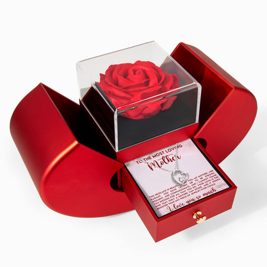 Mother Heart Necklace & Rose Gift Set