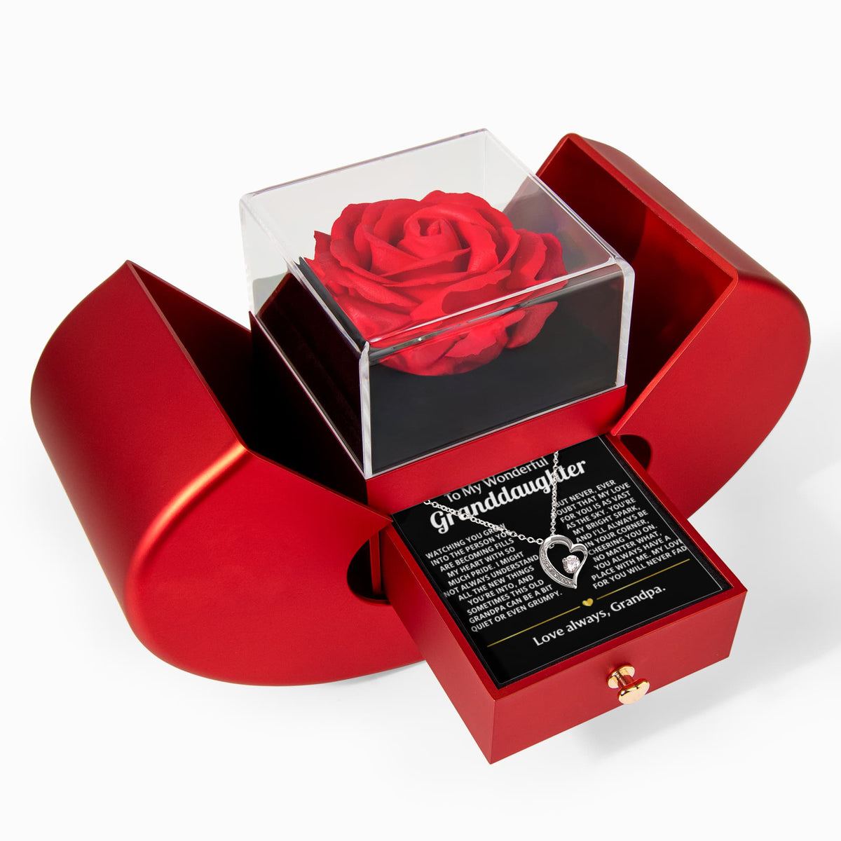 To My Granddaughter Rose Box Gift Set -My love for you will never fade
