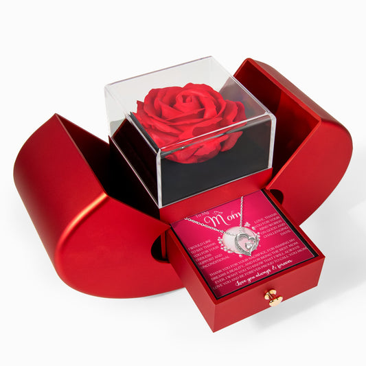 My Amazing Mom Rose Gift Set with Heart Necklace