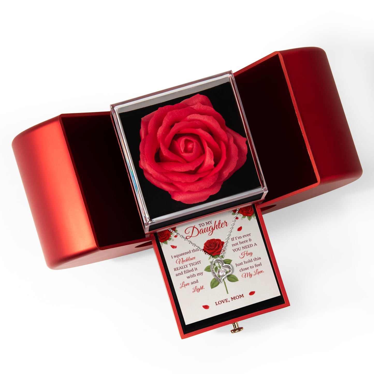 Daughter Rose Heart Necklace Gift Set