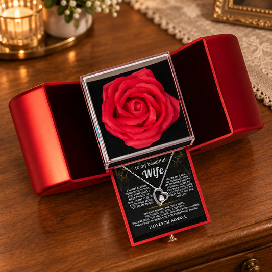 To My Wife Rose Box Necklace Gift Set- You are worth coming home to.