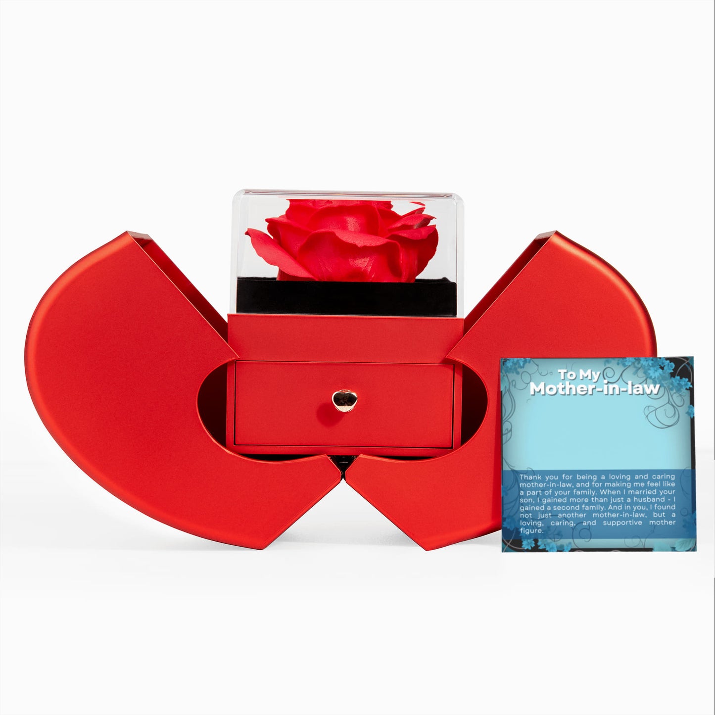 Mother in  Law heart Necklace & Rose Gift Box Set