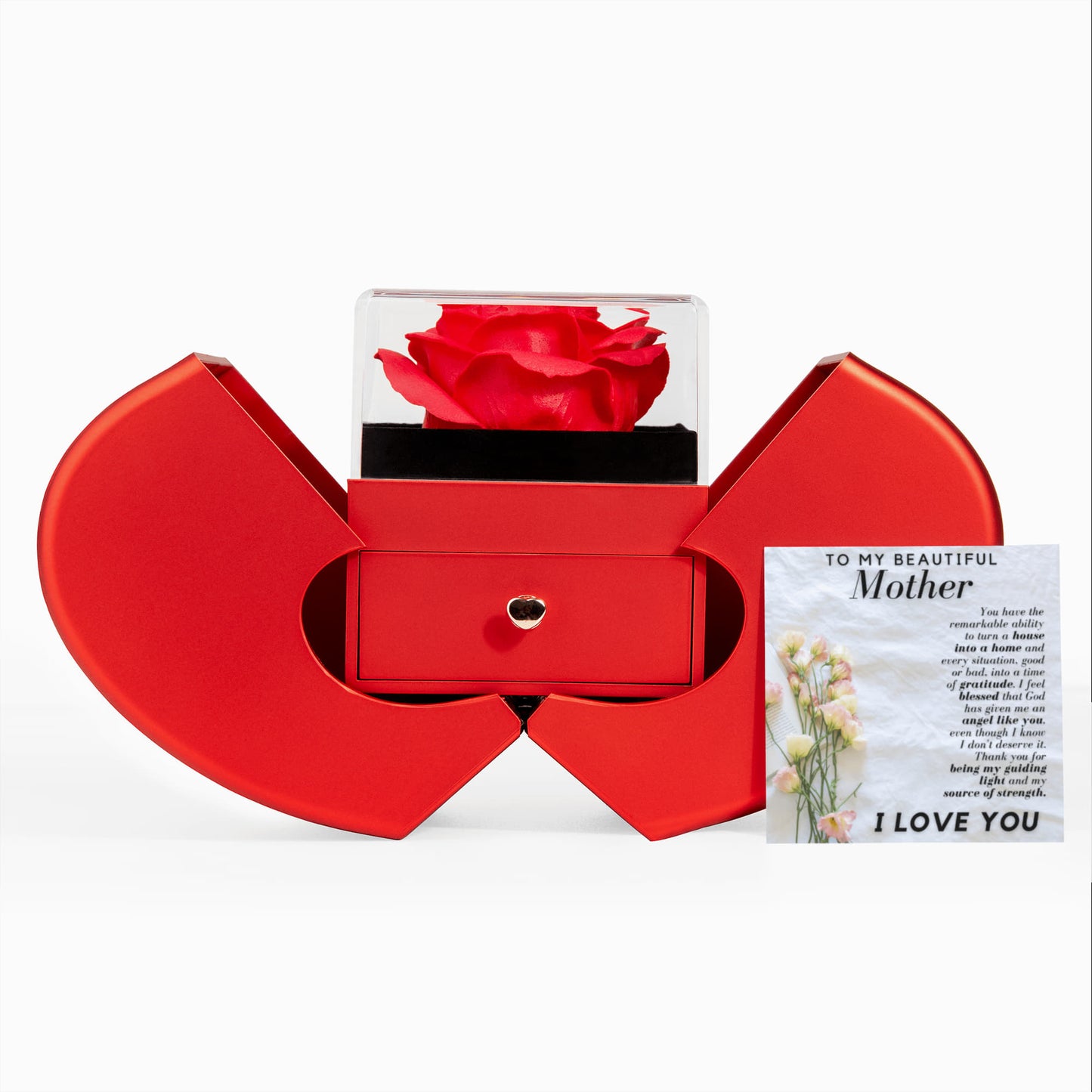 Mother heart Necklace & Rose Gift Bo