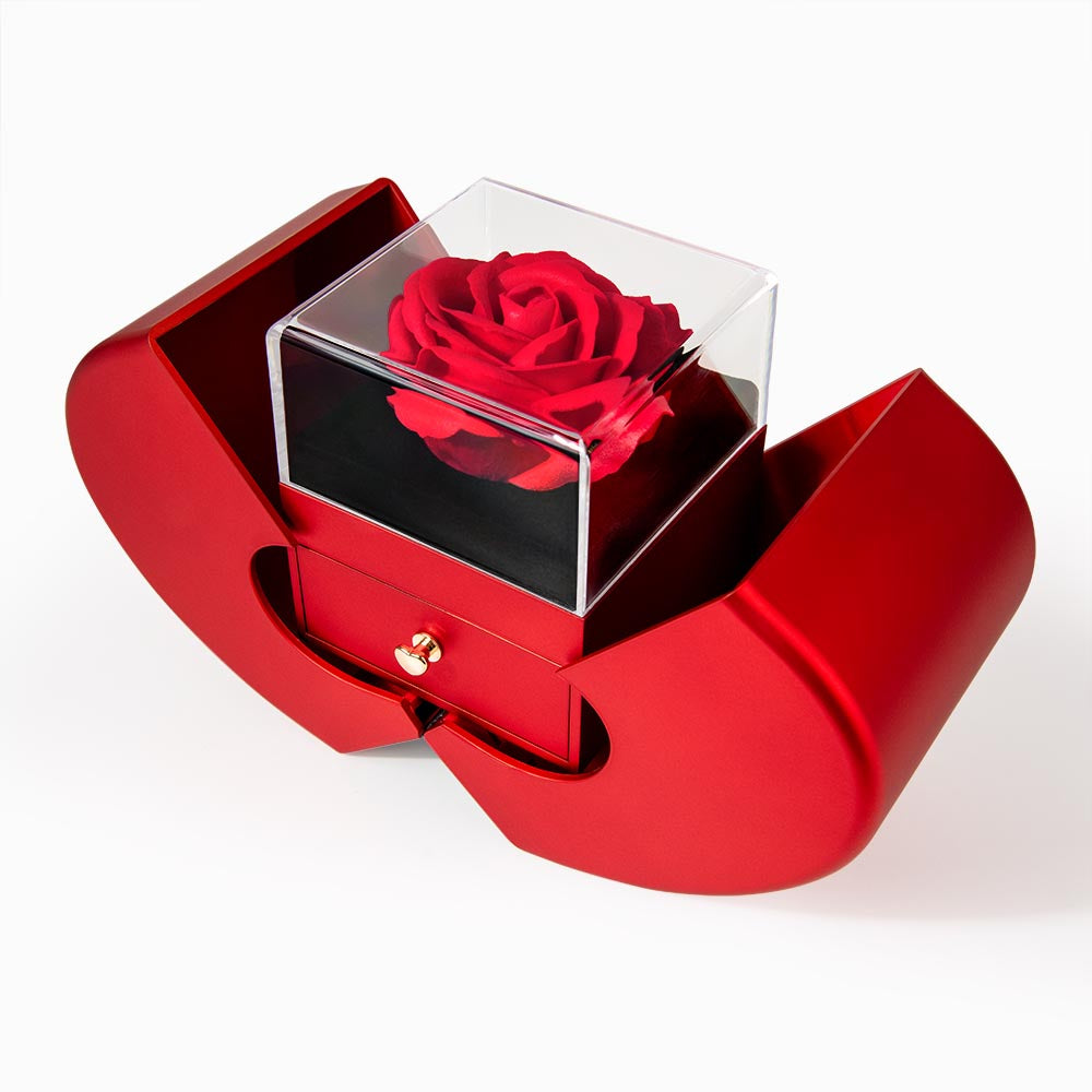 Soulmate Heart Necklace Preserved Rose Box Gift Set