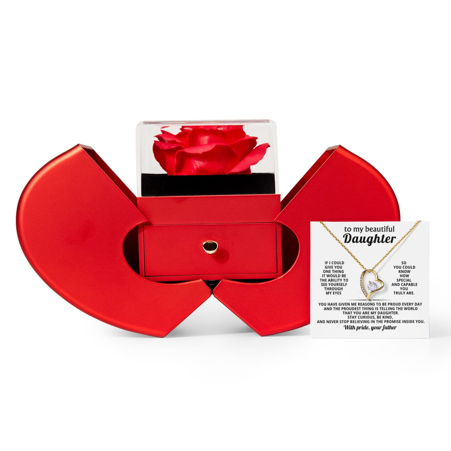 Father Daughter Heart Rose Box Gift Set
