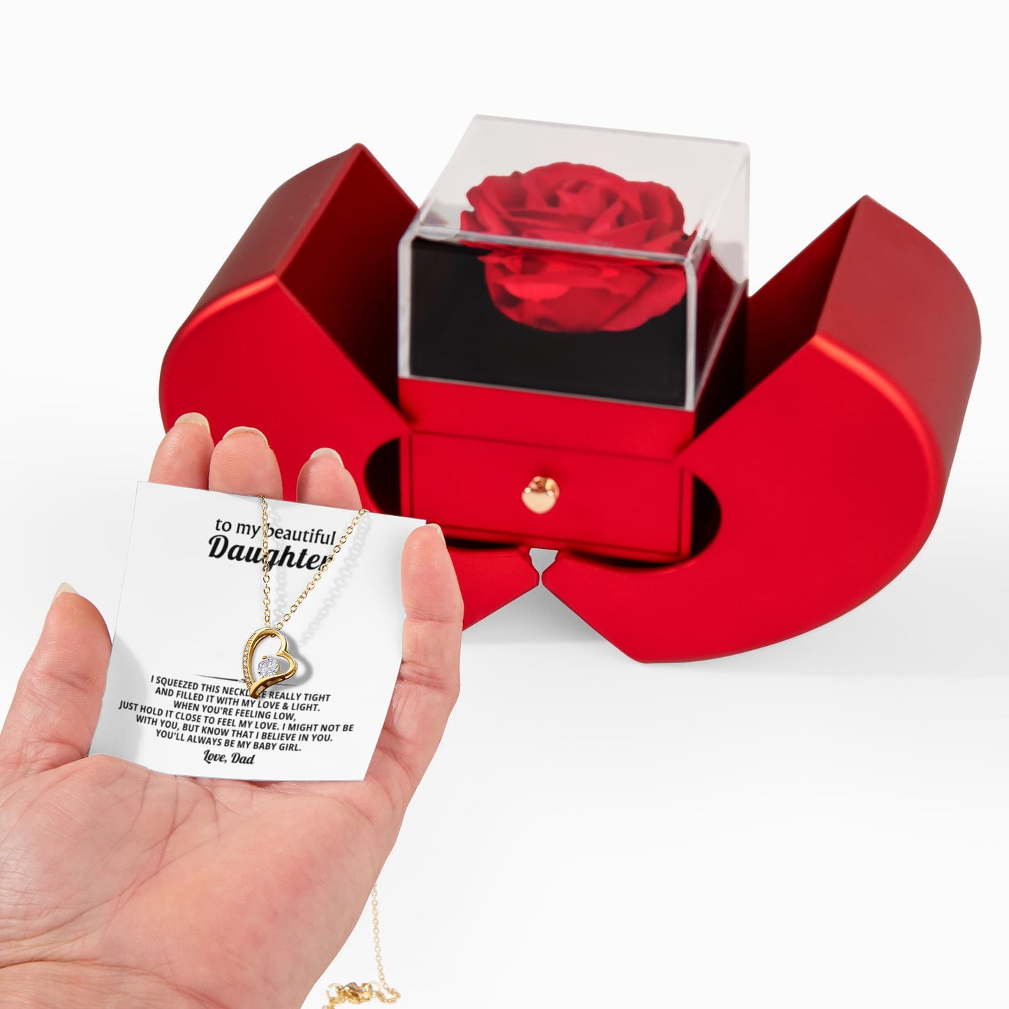 Daughter Heart Rose Box Gift Set from Dad