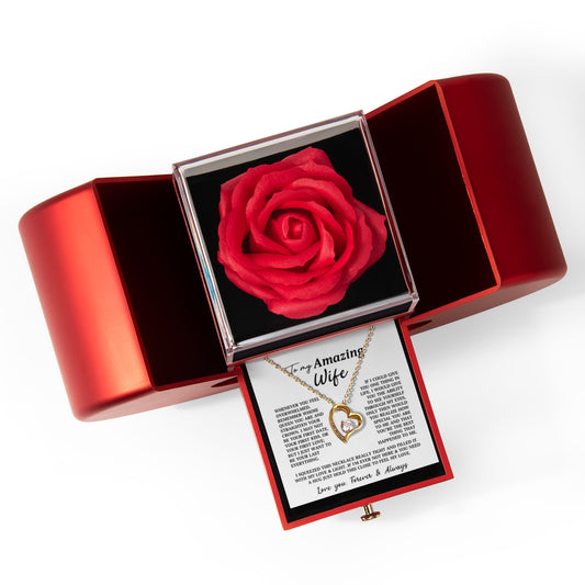 My Amazing Wife Heart Necklace Preserved Rose Box Gift Set