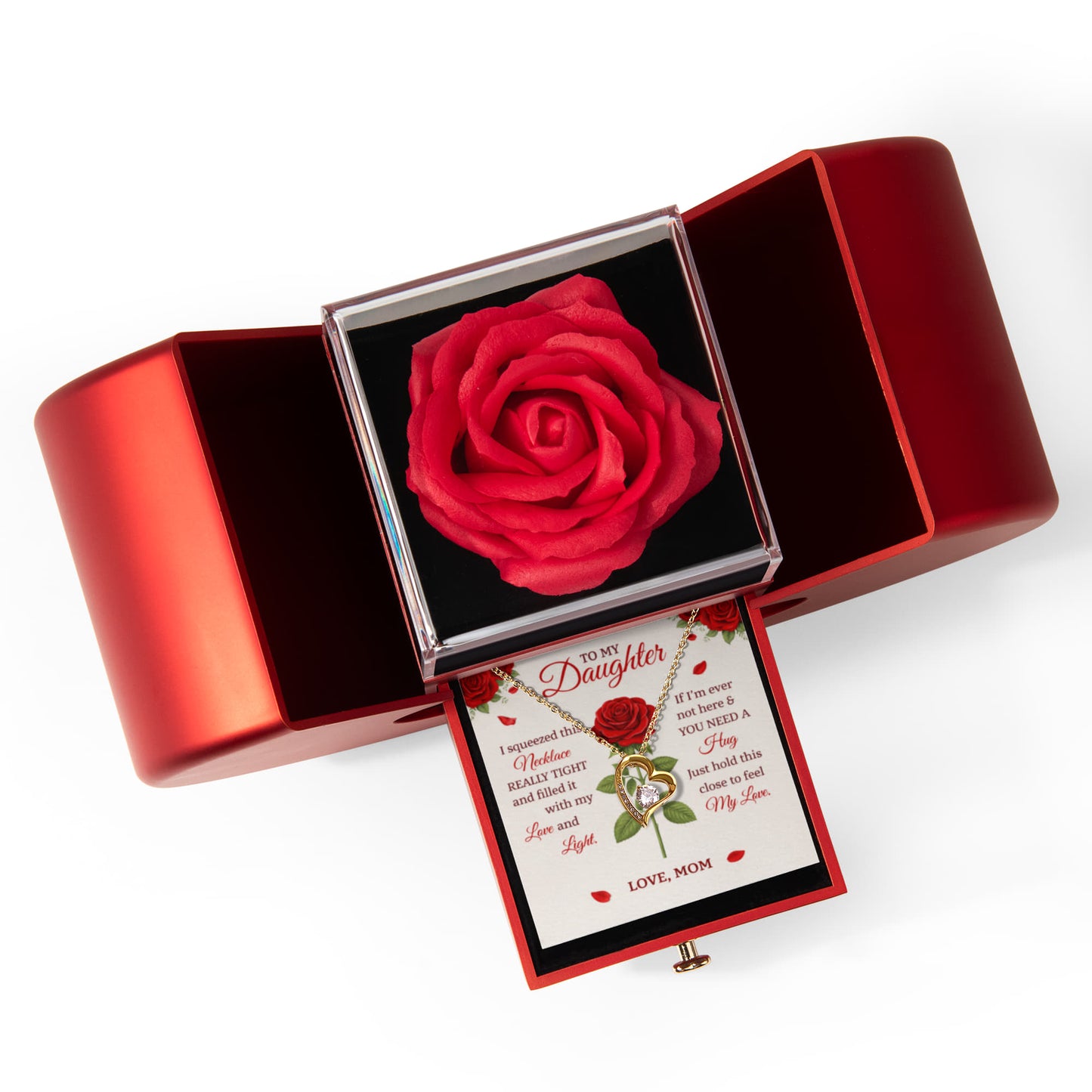Daughter Rose Heart Necklace Gift Set