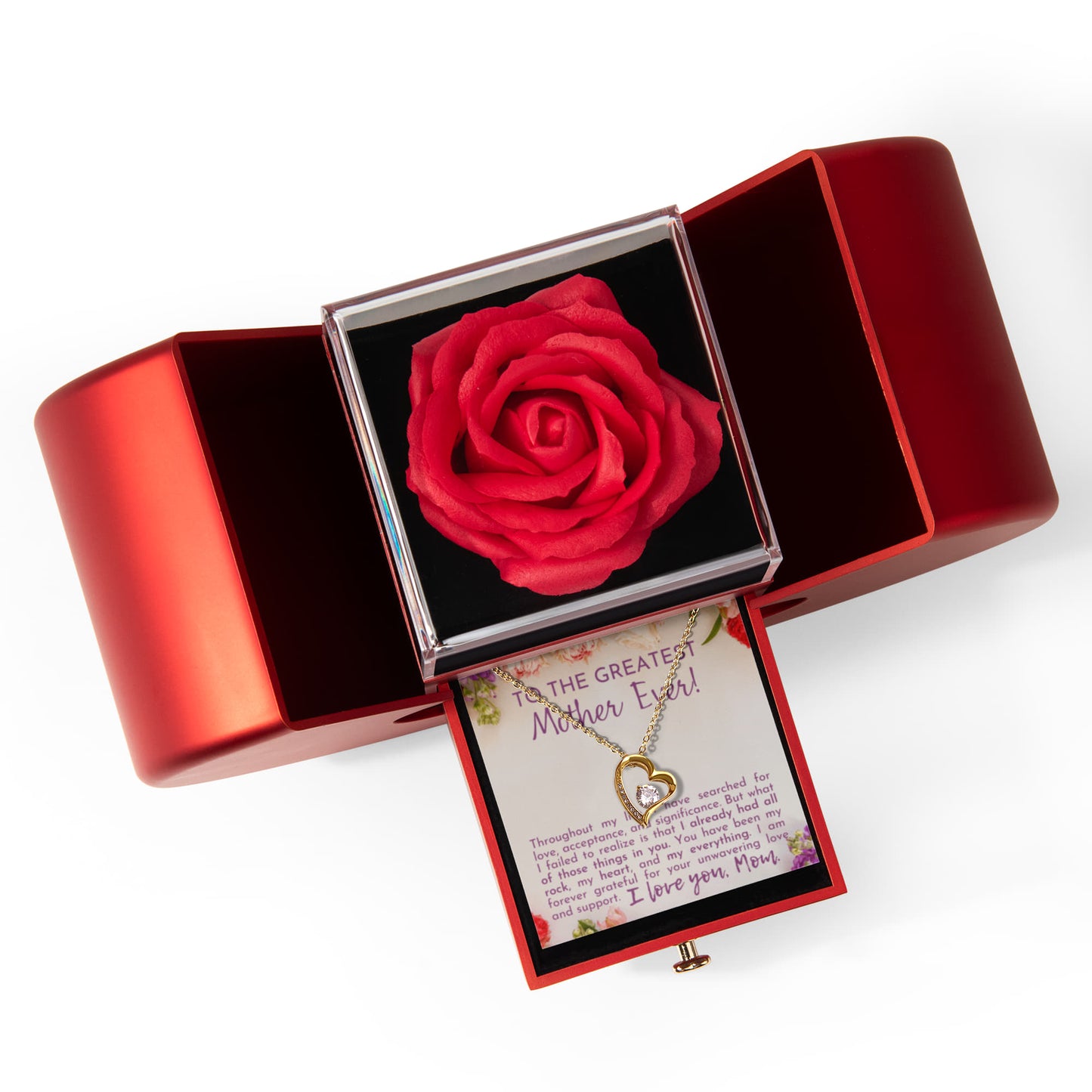 Mother in  Law heart Necklace & Rose Gift Bo