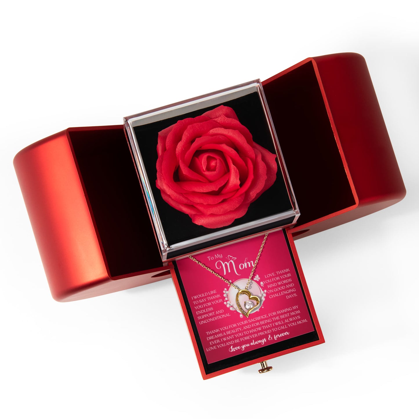 My Amazing Mom Rose Gift Set with Heart Necklace