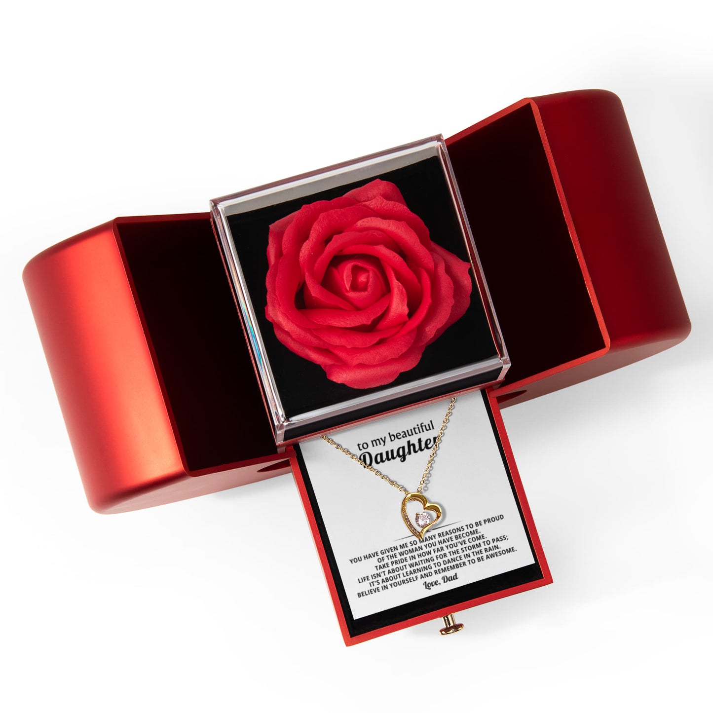 Beautiful Daughter Heart Rose Box Gift Set from Dad
