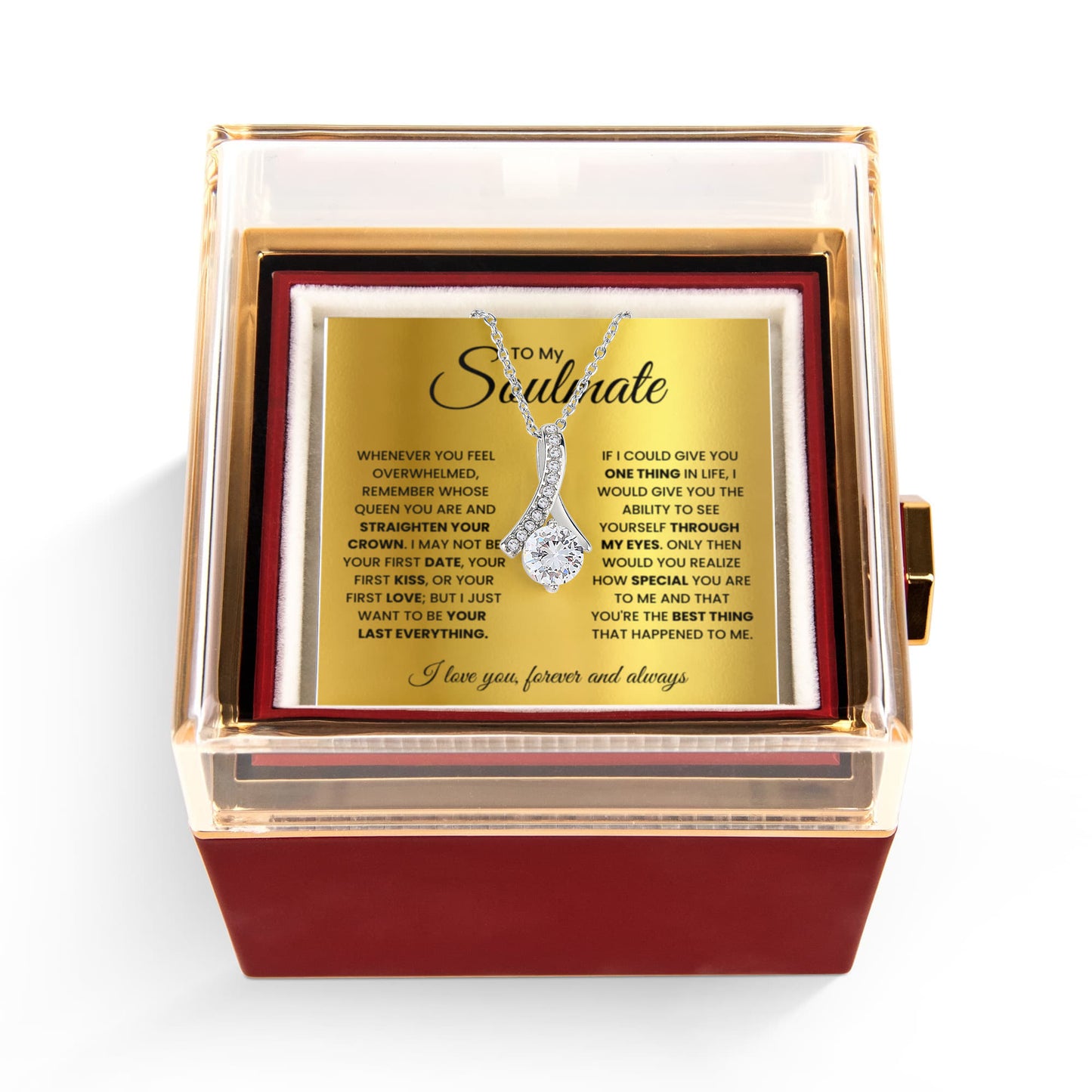 Soulmate Petite Ribbon Necklace Rose Box Gift Set