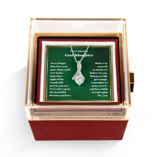 Granddaughter Petite Ribbon Necklace Rose Box Gift Set