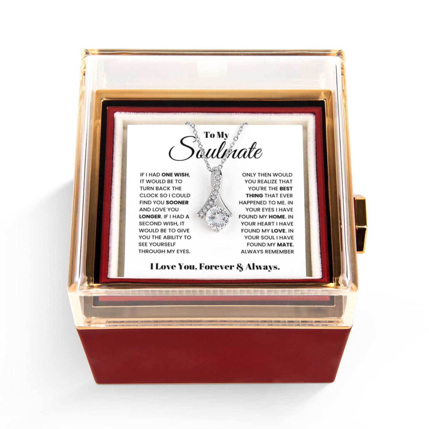 Soulmate Petite Ribbon Necklace Rose Box Gift Set