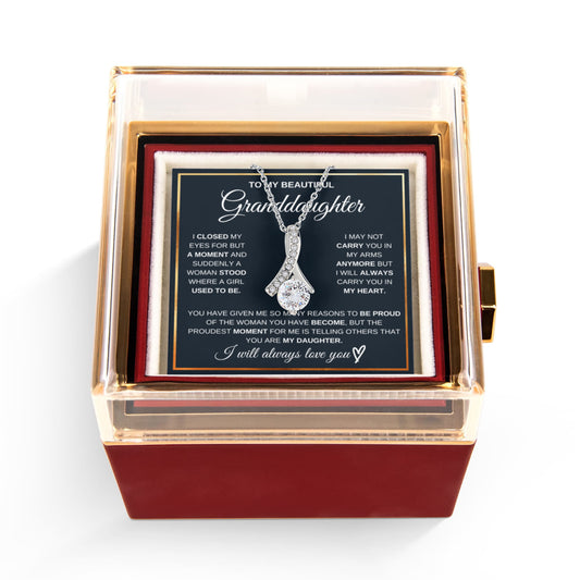 Granddaughter Petite Ribbon Necklace Rose Box Gift Set