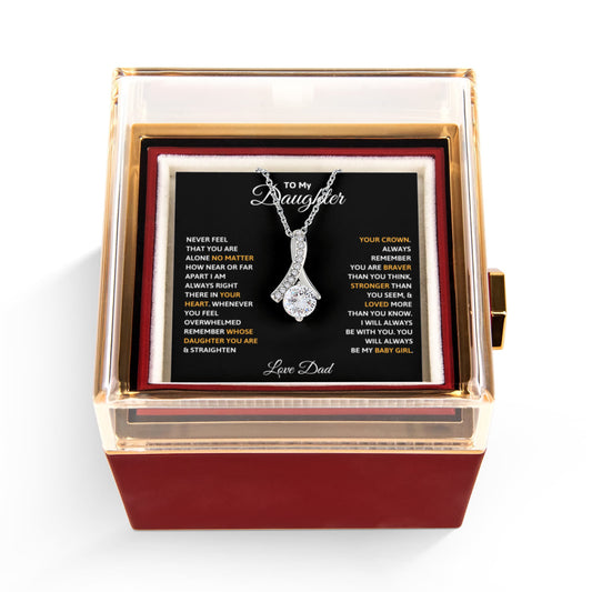 Daughter Petite Ribbon Necklace Rose Box Gift Set