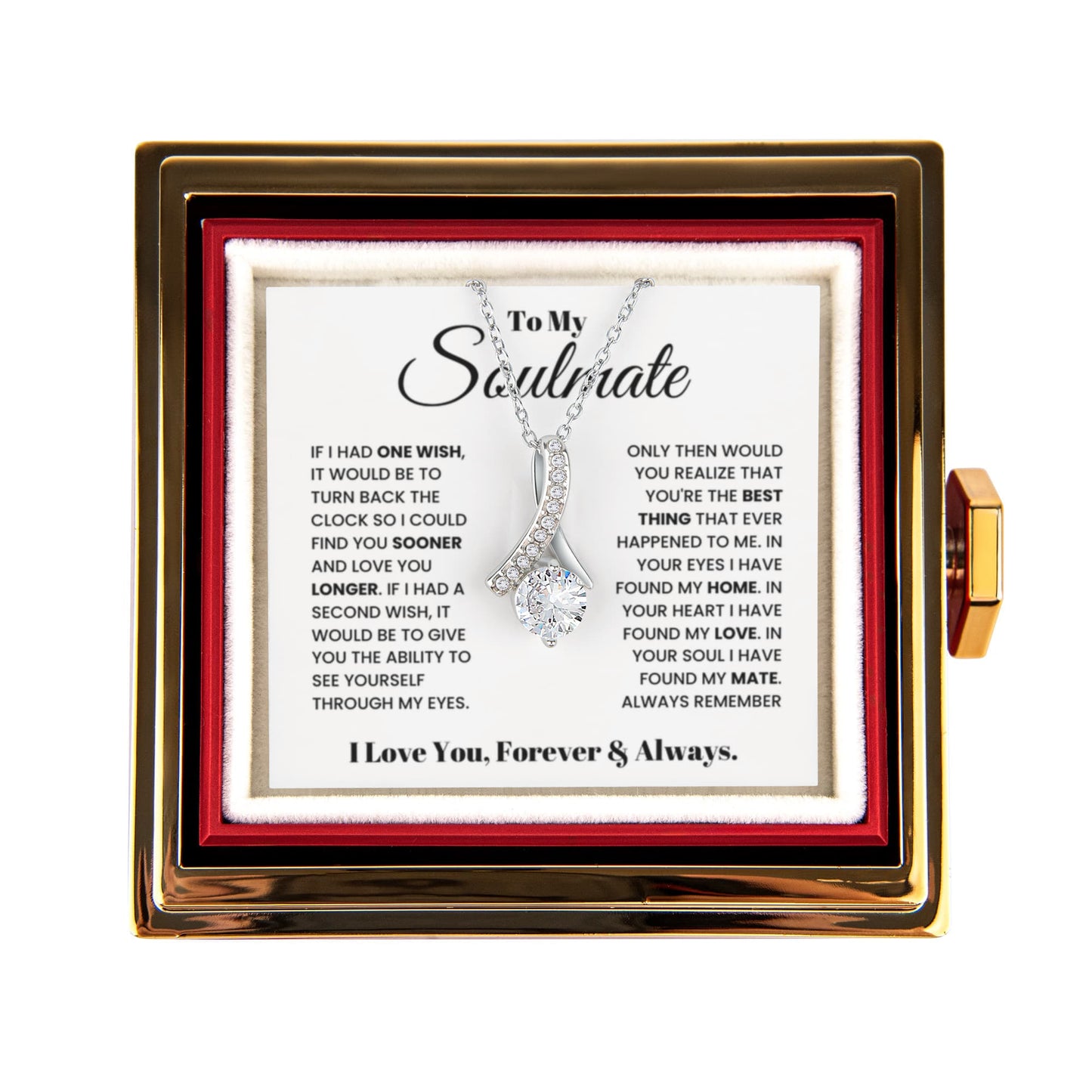 Soulmate Petite Ribbon Necklace Rose Box Gift Set