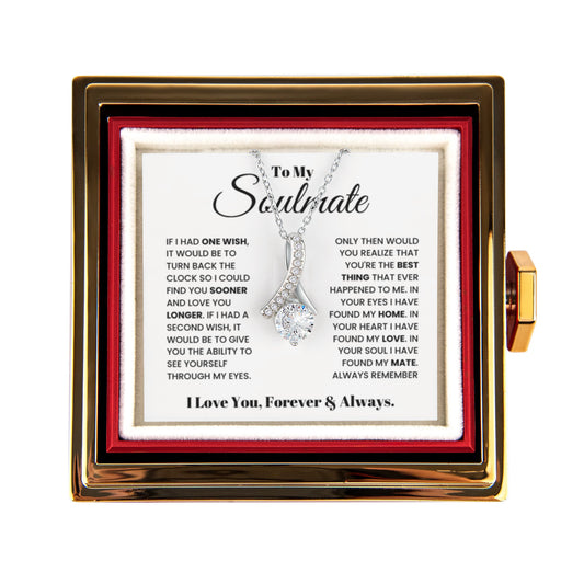 Soulmate Petite Ribbon Necklace Rose Box Gift Set