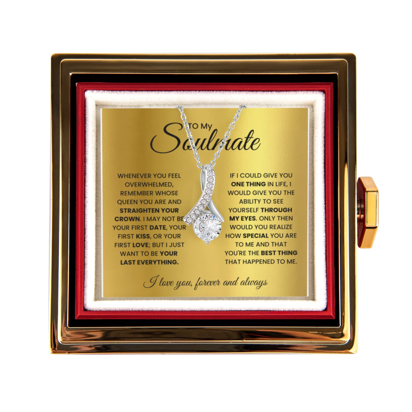 Soulmate Petite Ribbon Necklace Rose Box Gift Set