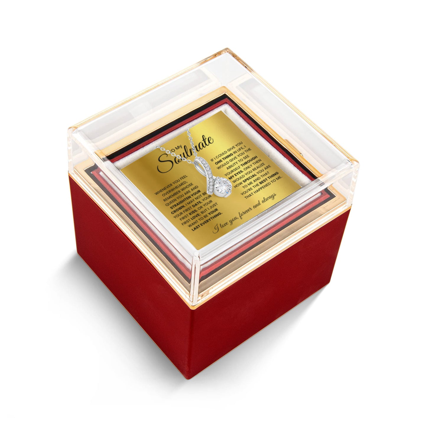 Soulmate Petite Ribbon Necklace Rose Box Gift Set