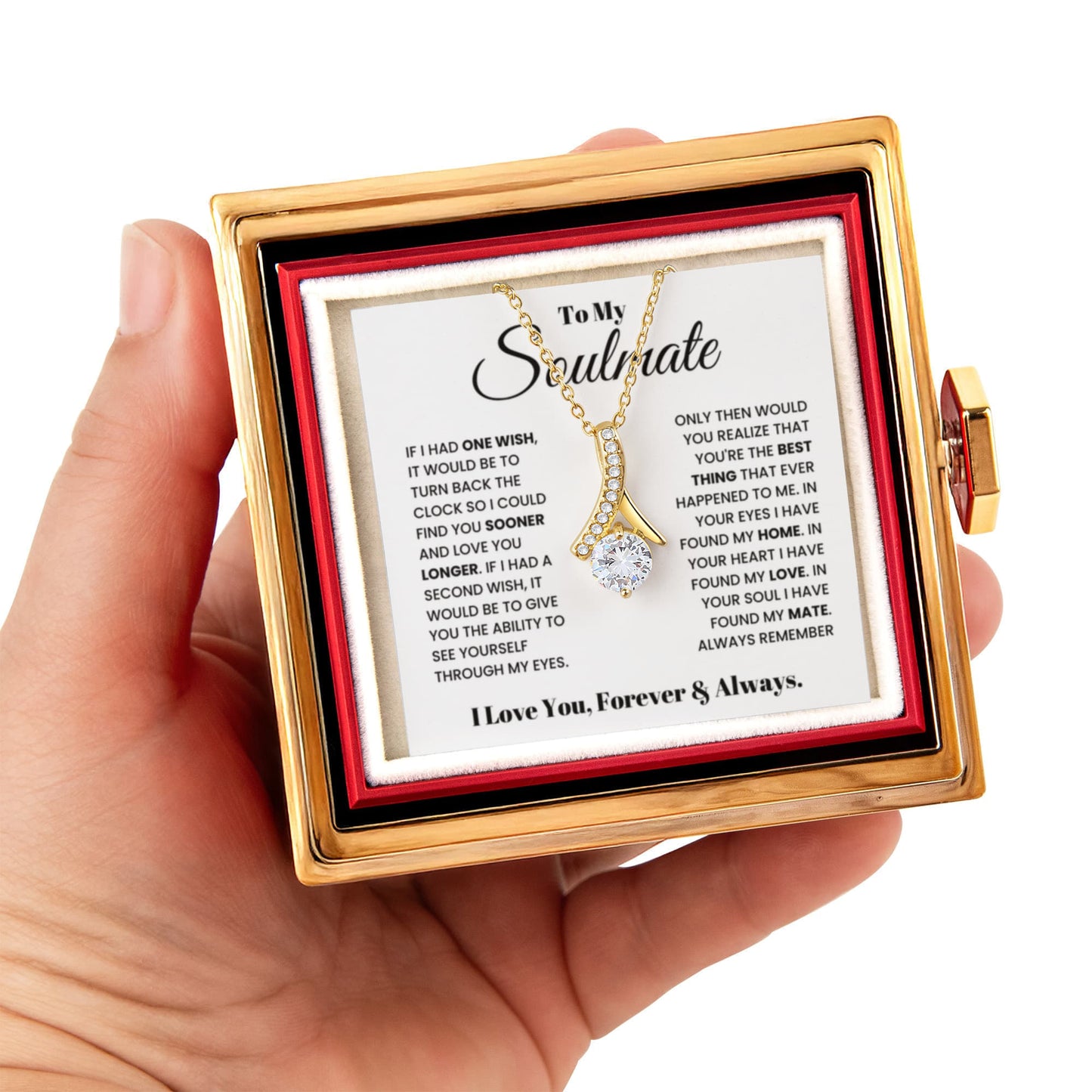 Soulmate Petite Ribbon Necklace Rose Box Gift Set