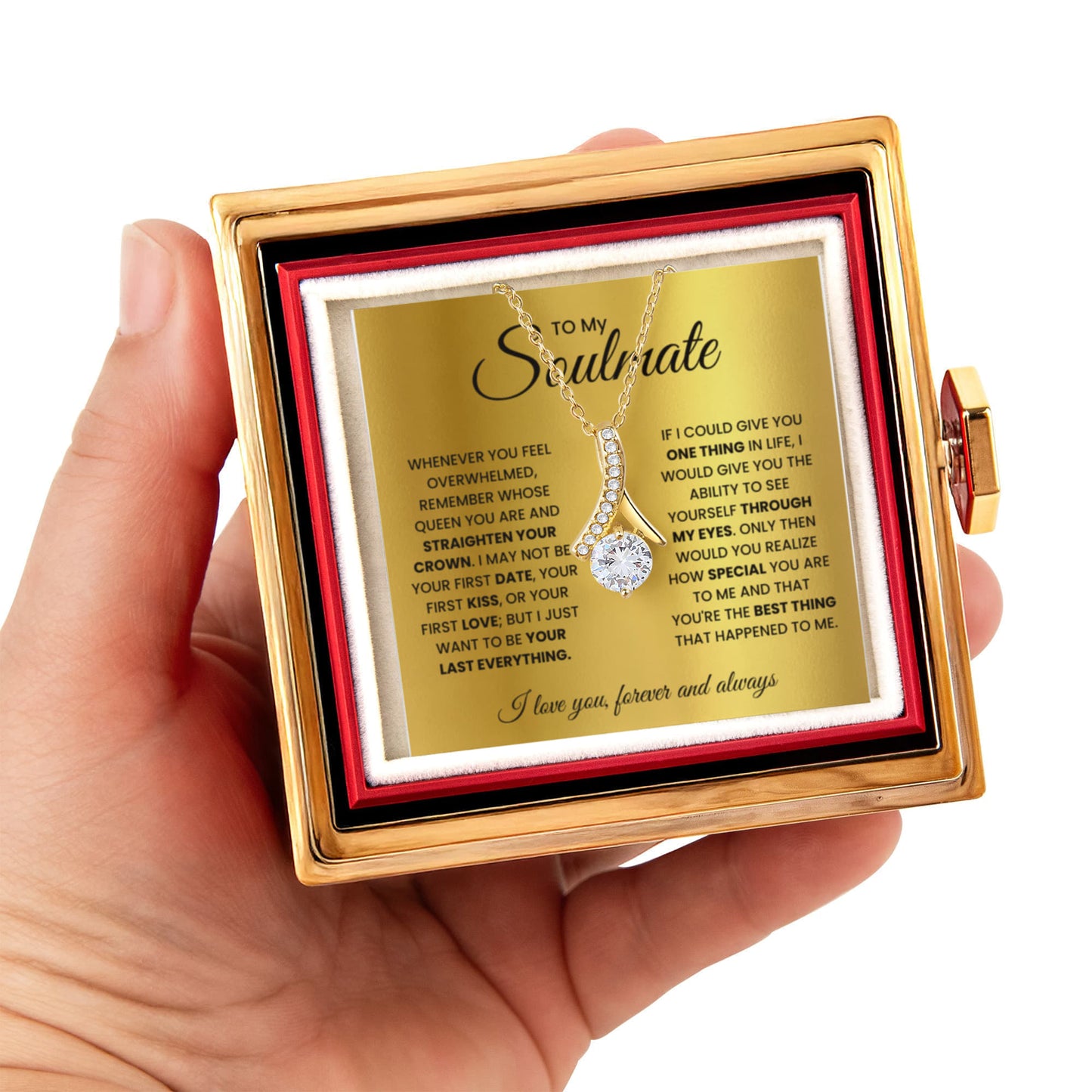 Soulmate Petite Ribbon Necklace Rose Box Gift Set