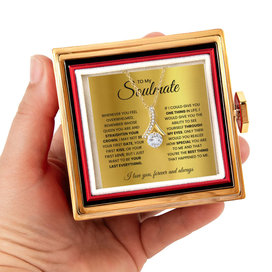 Soulmate Petite Ribbon Necklace Rose Box Gift Set