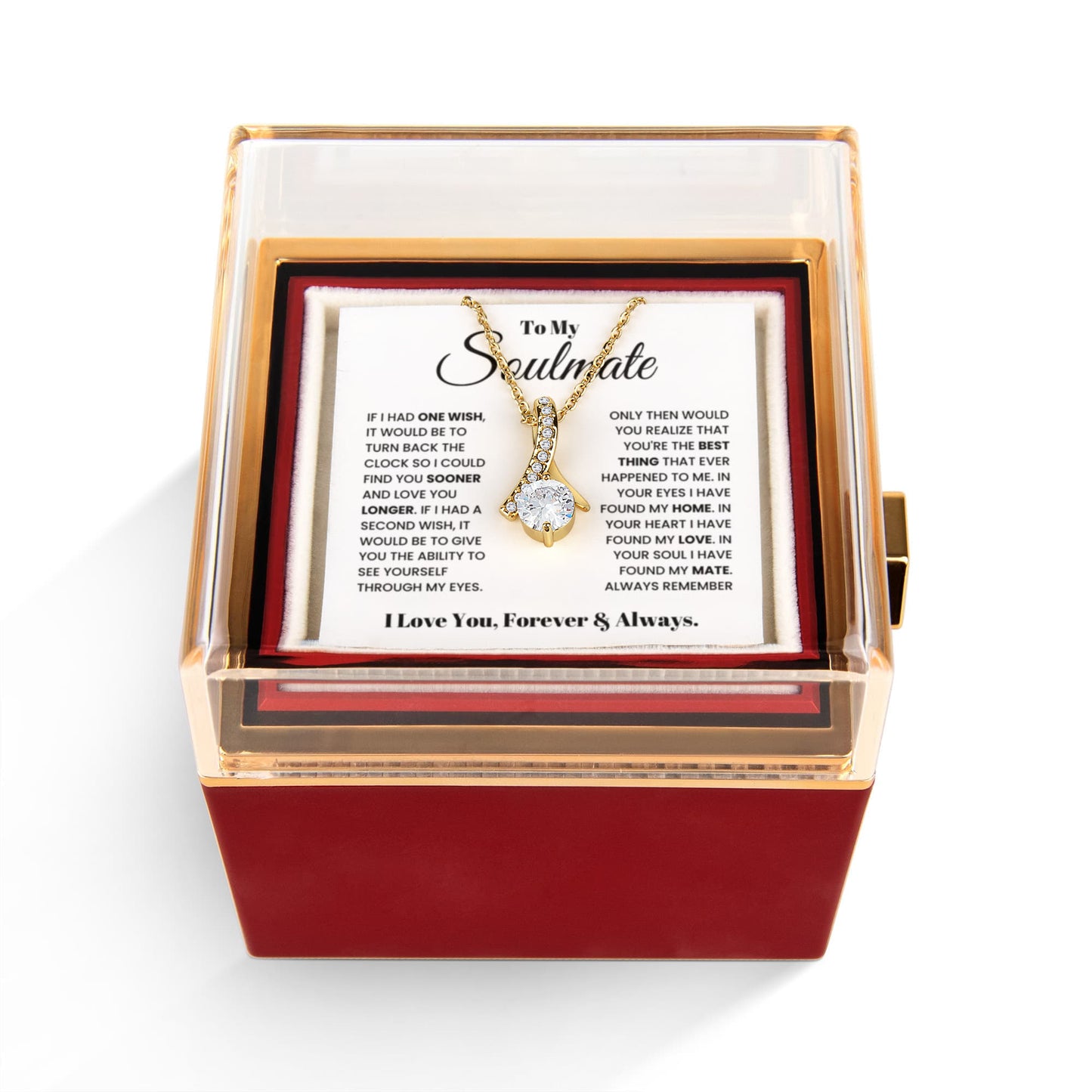 Soulmate Petite Ribbon Necklace Rose Box Gift Set