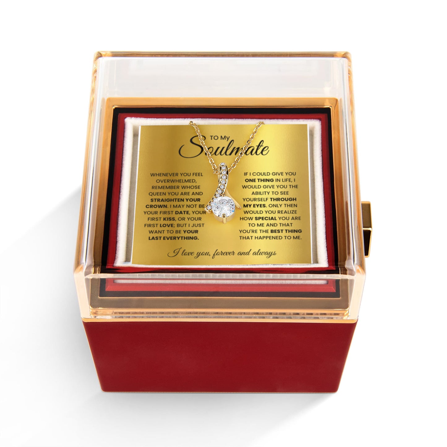Soulmate Petite Ribbon Necklace Rose Box Gift Set