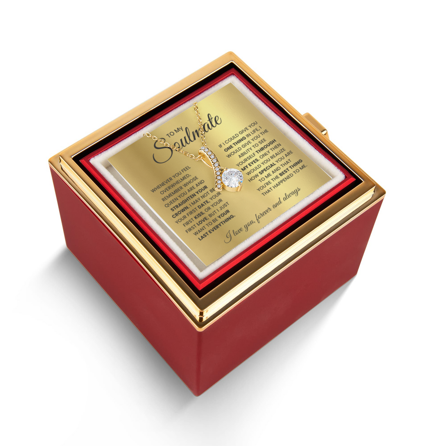 Soulmate Petite Ribbon Necklace Rose Box Gift Set