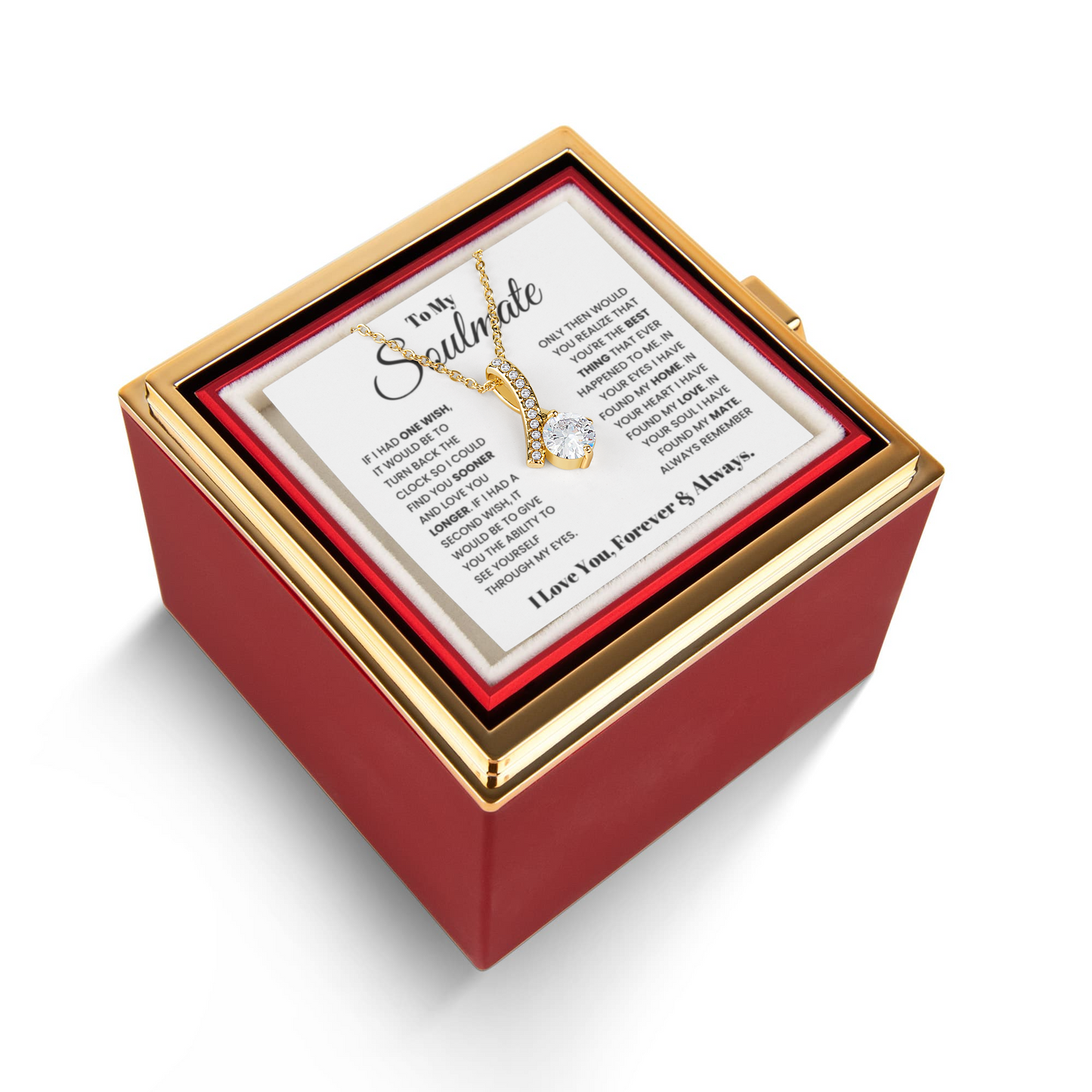 Soulmate Petite Ribbon Necklace Rose Box Gift Set