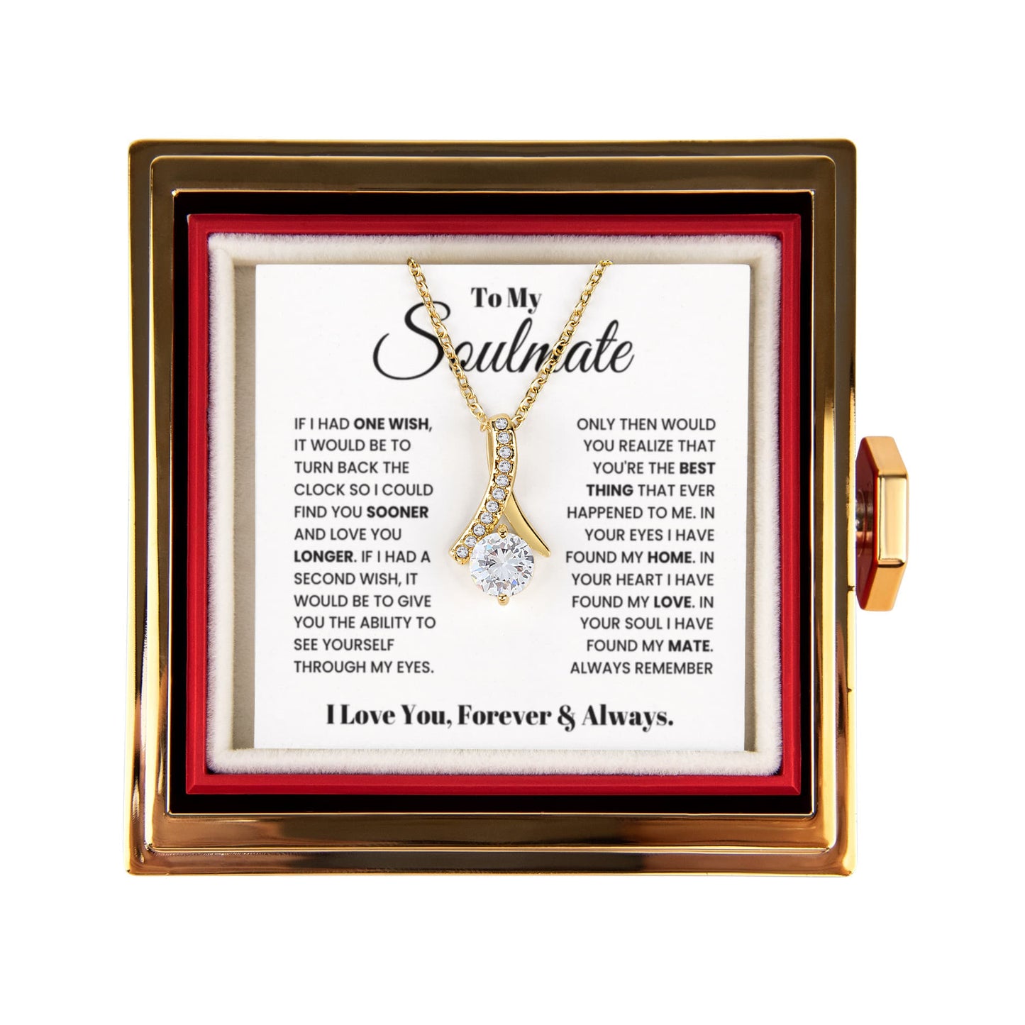 Soulmate Petite Ribbon Necklace Rose Box Gift Set