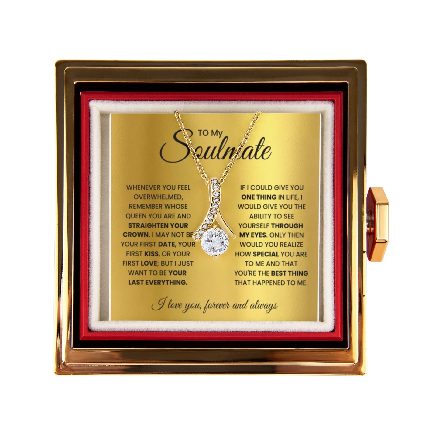 Soulmate Petite Ribbon Necklace Rose Box Gift Set