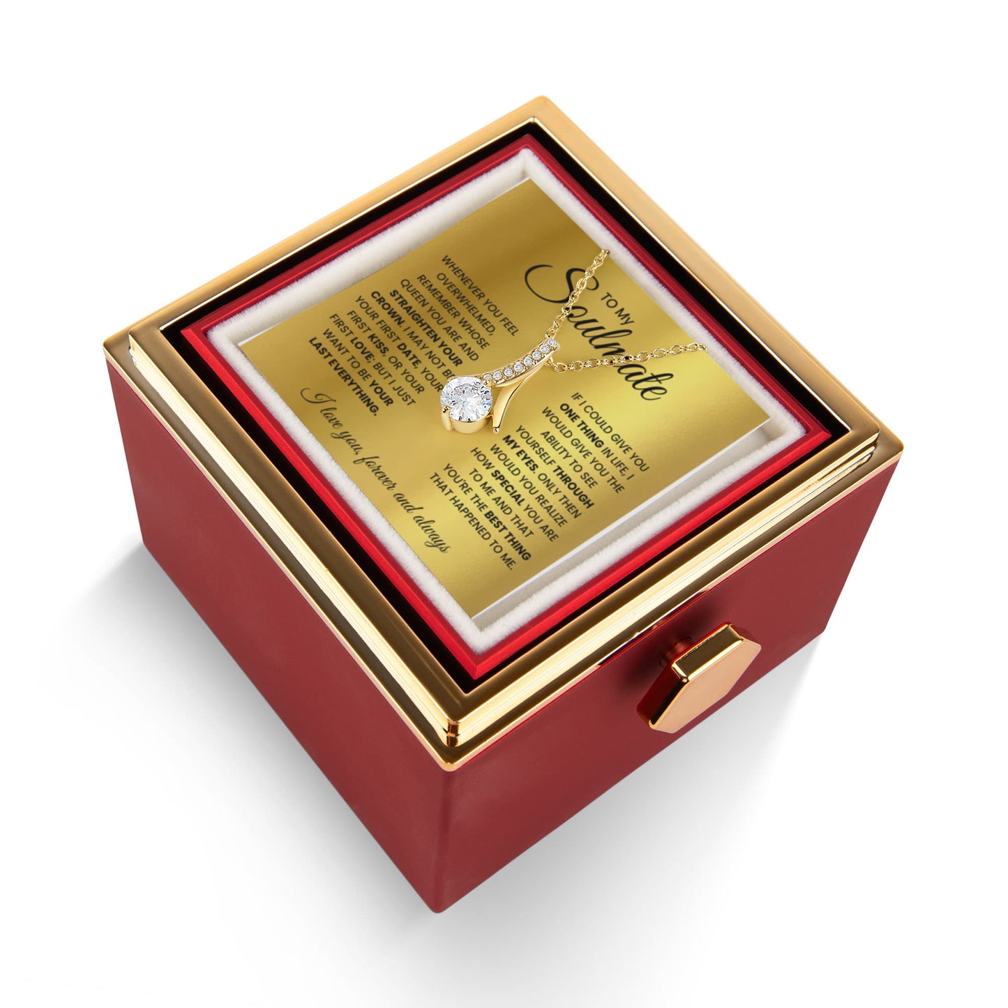 Soulmate Petite Ribbon Necklace Rose Box Gift Set