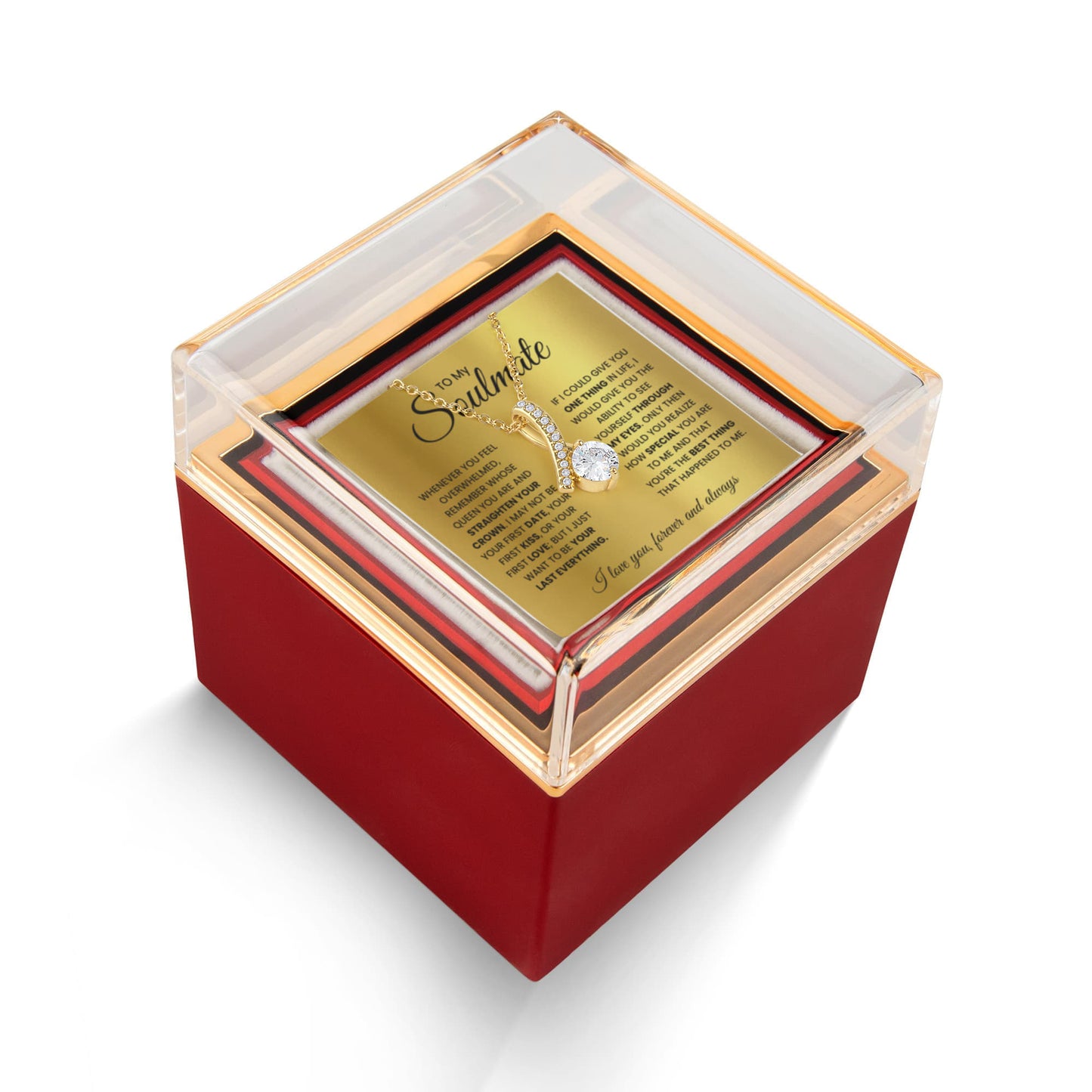 Soulmate Petite Ribbon Necklace Rose Box Gift Set