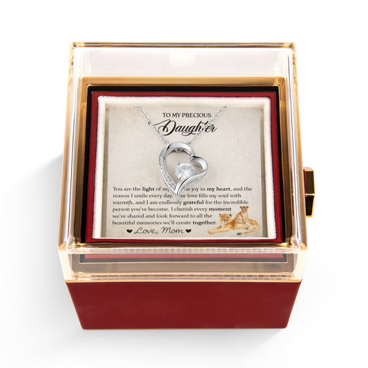 To My Daughter Necklace Rotating Rose  Box Gift Set