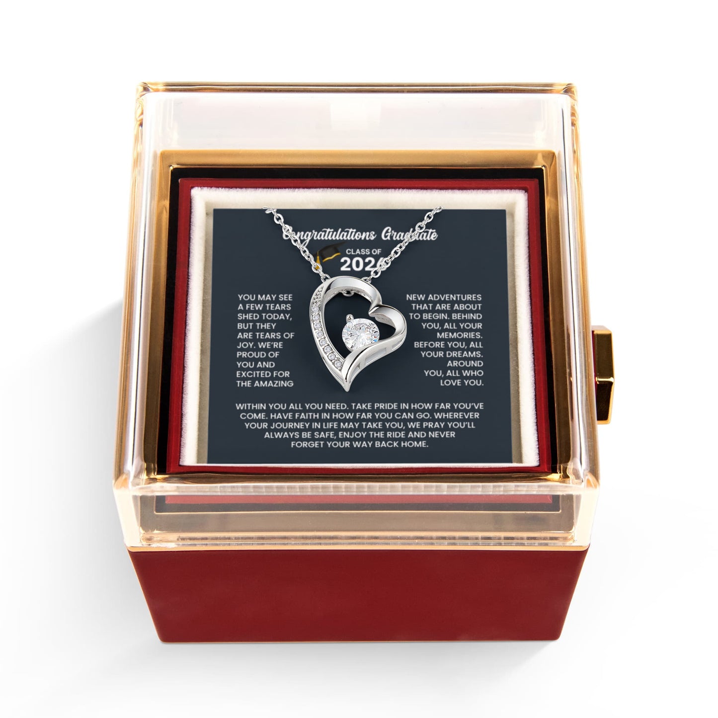 Class of 2026 Graduation Necklace and Rose Gift Box Set