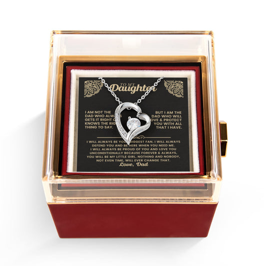 To My Daughter Necklace Rotating Rose  Box Gift Set