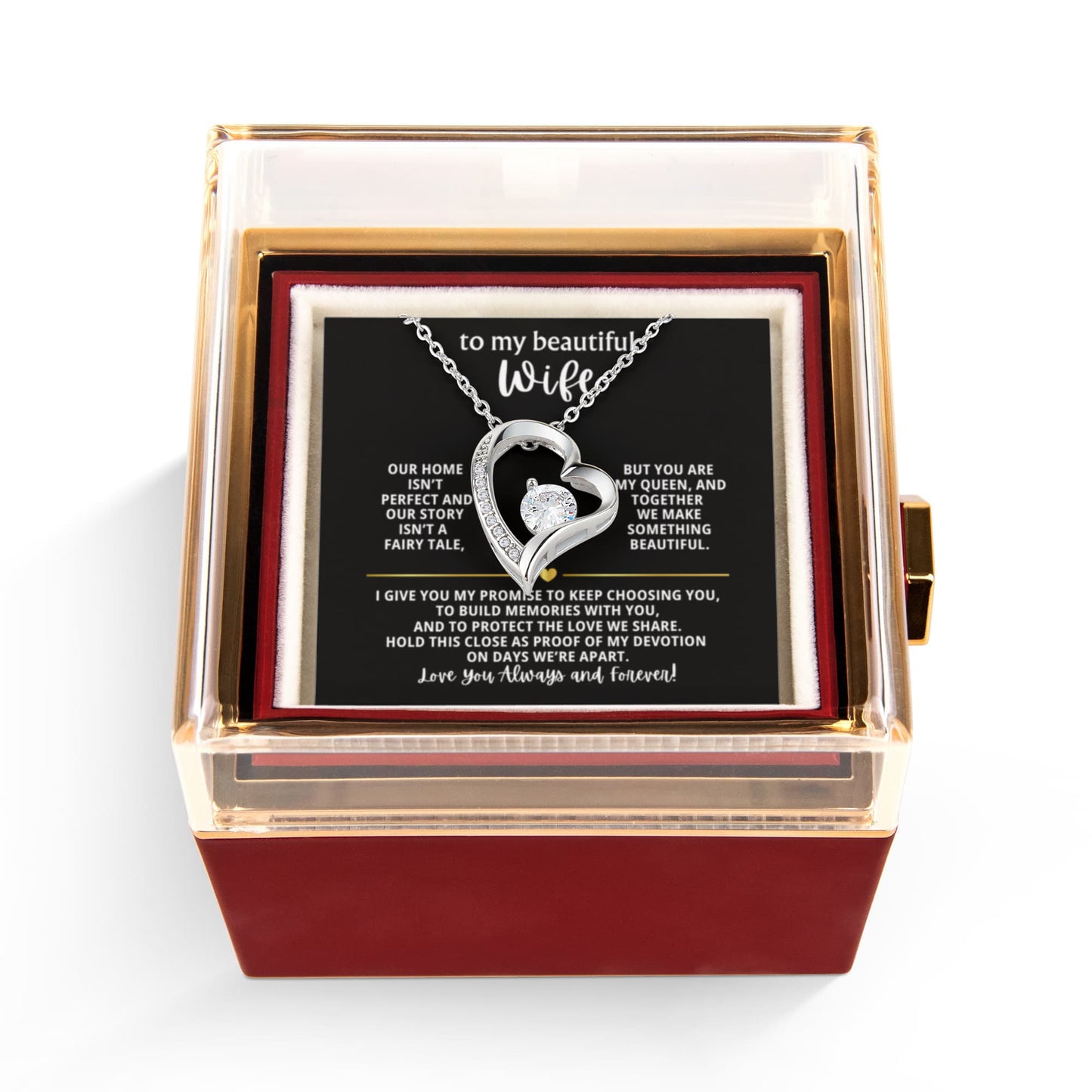 Wife Heart Necklace & Rose Gift Set