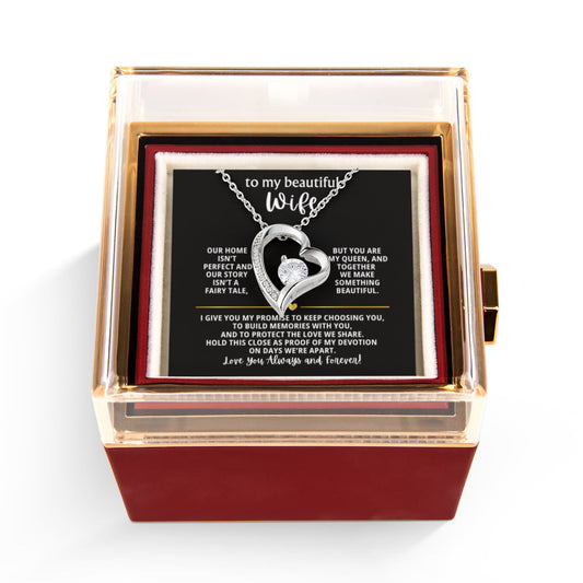 Wife Heart Necklace & Rose Gift Set