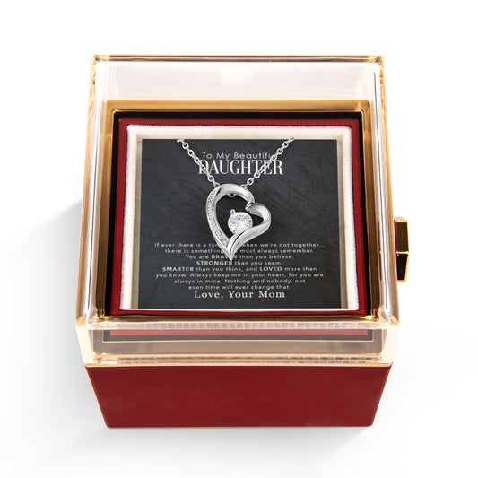 To My Daughter Necklace Rotating Rose  Box Gift Set