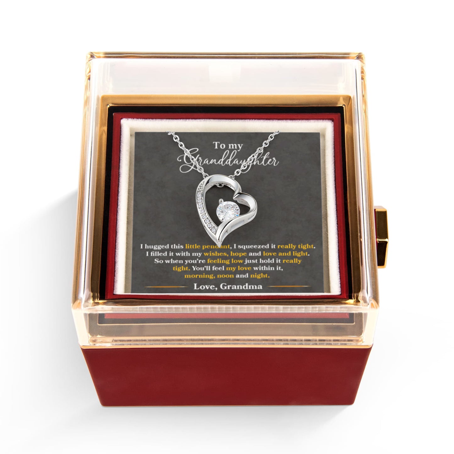 To My Granddaughter Necklace Rotating Rose  Box Gift Set