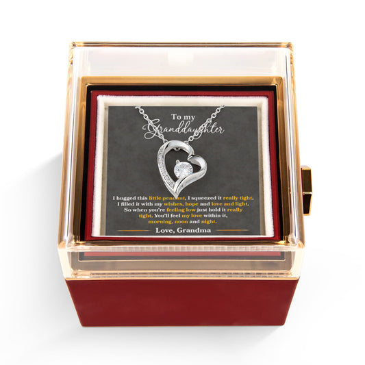 To My Granddaughter Necklace Rotating Rose  Box Gift Set