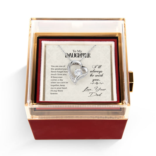 To My Daughter Necklace Rotating Rose  Box Gift Set